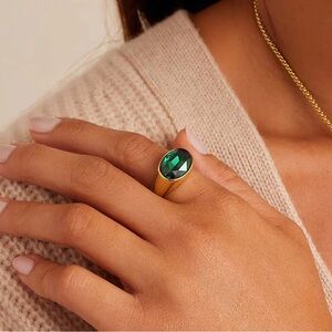 Gorjana Nova Emerald Cocktail Ring Size 8 New